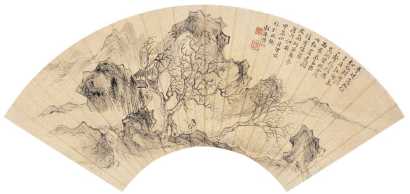 黄均 甲辰（1844年）作 秋山策杖 镜心